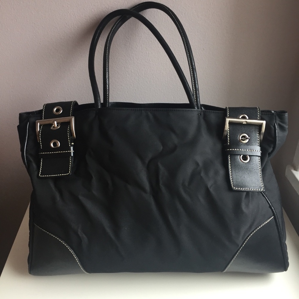 Prada large authentic black nylon  handbag